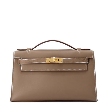 HERMES PochetteKelly Etoupe Swift Leather