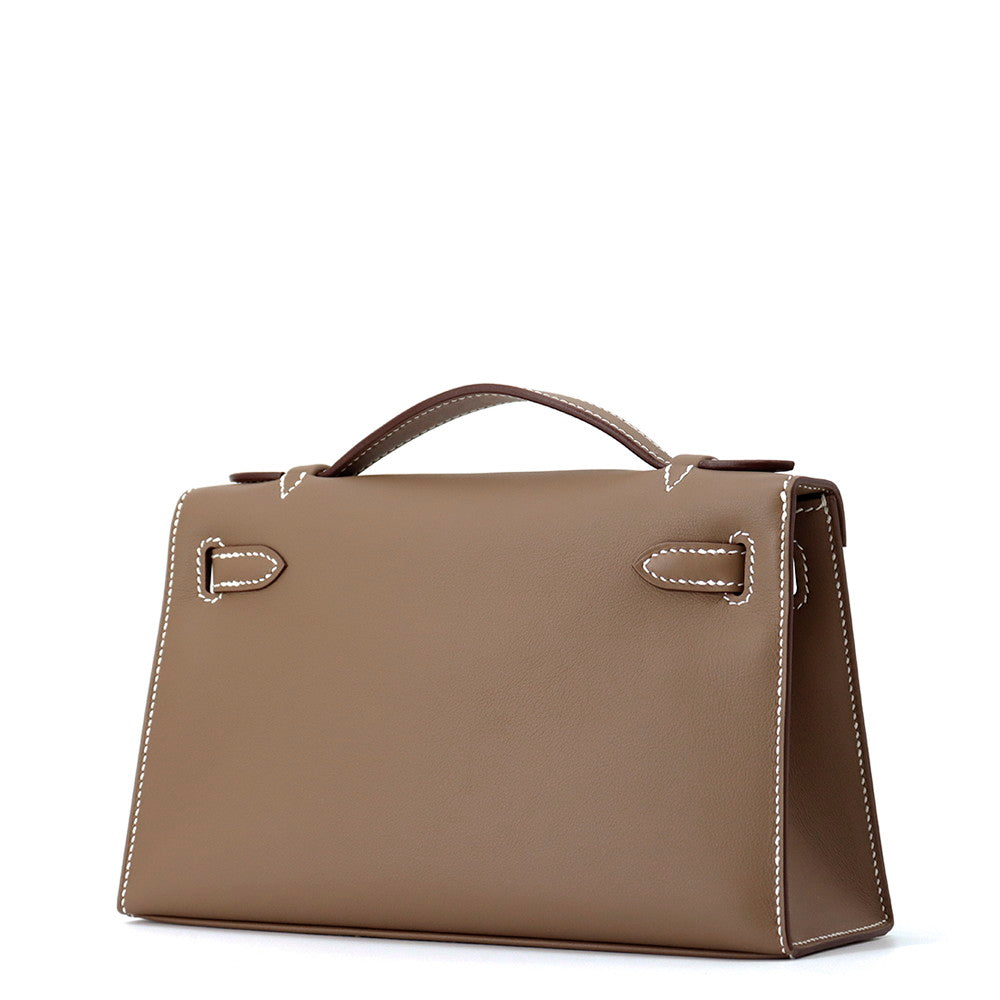 HERMES PochetteKelly Etoupe Swift Leather