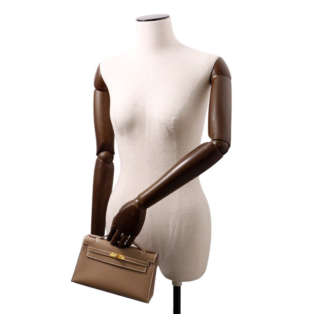 HERMES PochetteKelly Etoupe Swift Leather