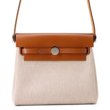 HERMES Herbag zip Fauve Toile H Vache Hunter Leather Size Mini