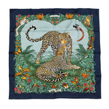 HERMES Carre Jungle Love Size 90 Marine/Vert/Orange Silk100%
