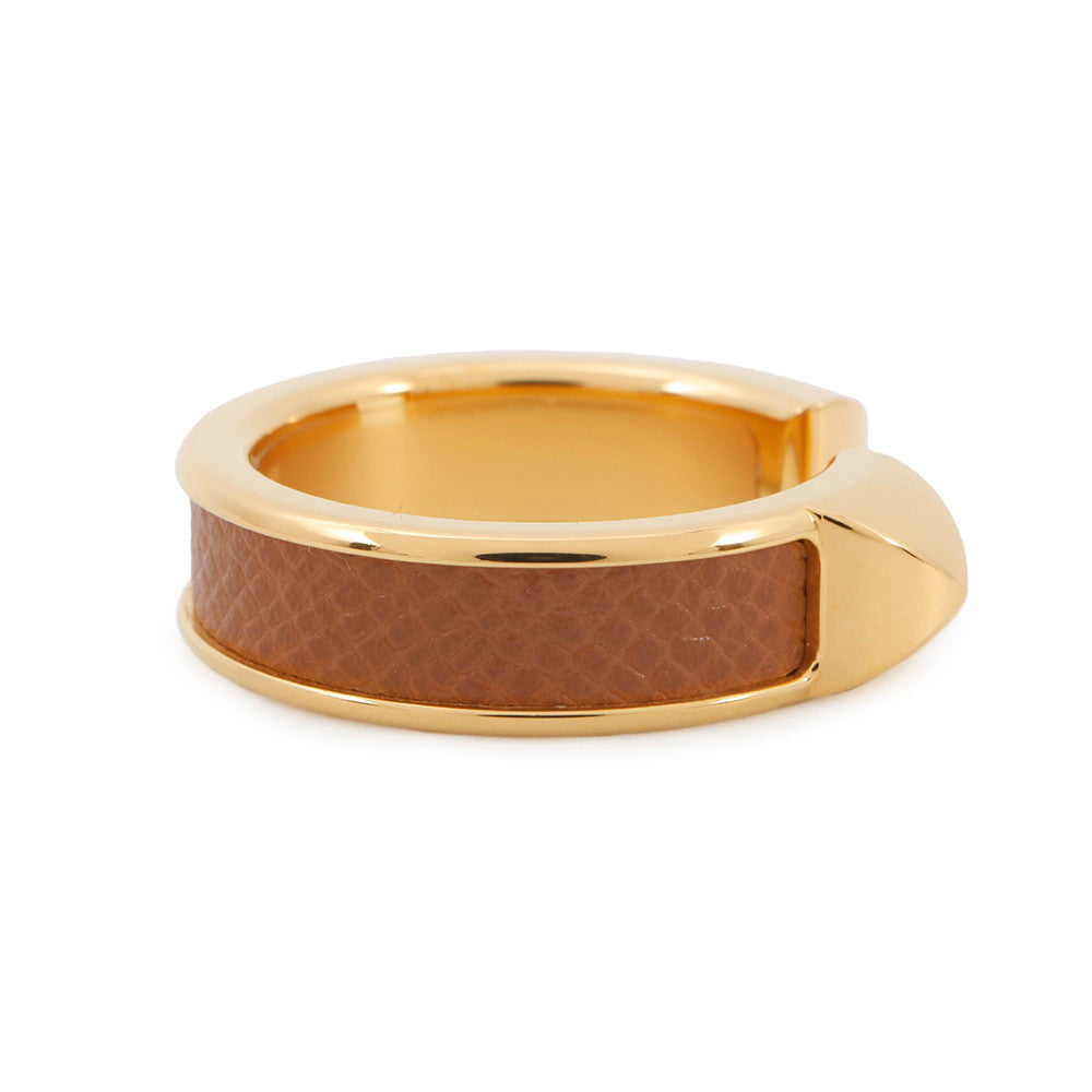 HERMES Athena Ring Double Crew Size 57 GoldH500348FD3753 Veau Madame Metal