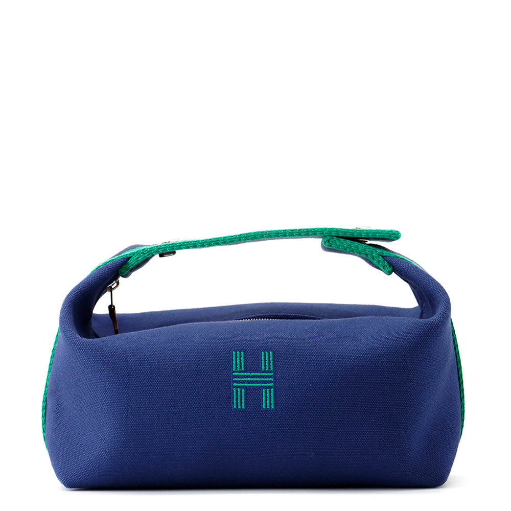 HERMES Brid a Black Navy/Green Canvas Size PM