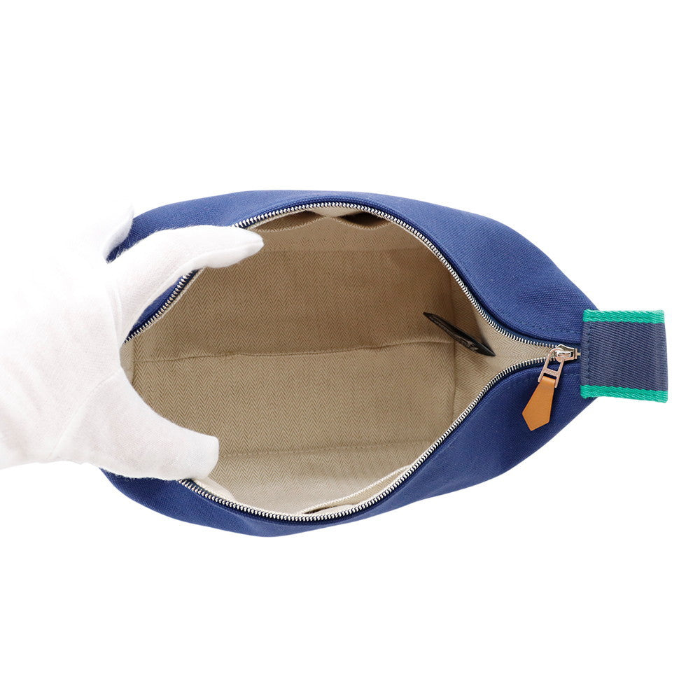 HERMES Brid a Black Navy/Green Canvas Size PM