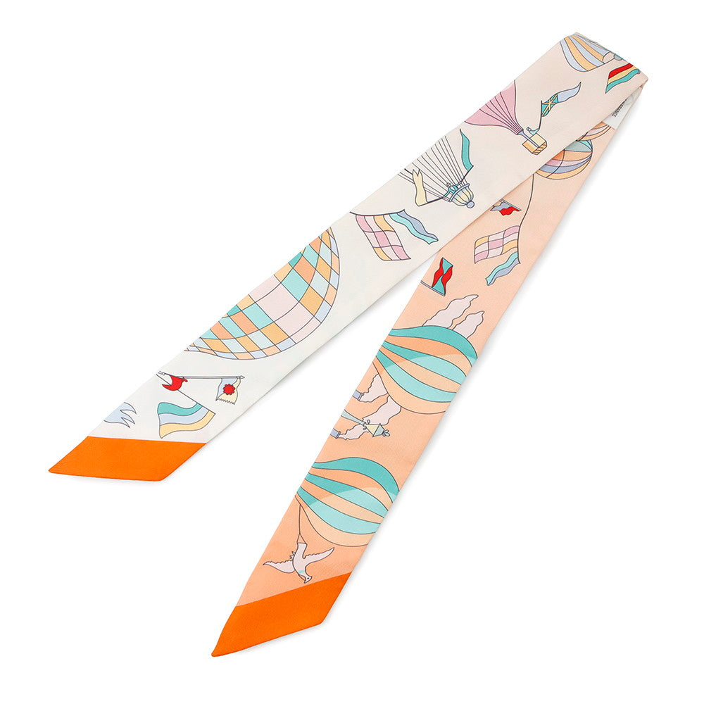 HERMES Twilly The madness of the sky Apricot/Vert/Multicolor Silk100%