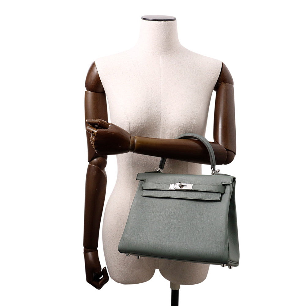 HERMES Kelly Retourne Vert Amand Evercolor Size 28
