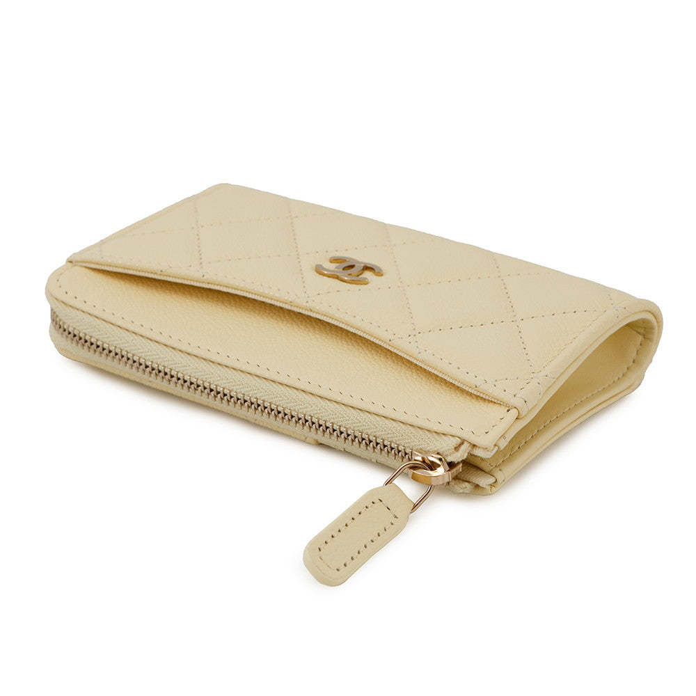 CHANEL Coin purse Matelasse CC Logo LimeAP3179 Caviar Leather