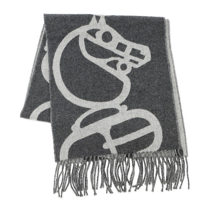 HERMES Scarf BoucleCamail Gray Cashmere100%