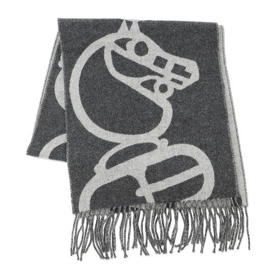 HERMES Scarf BoucleCamail Gray Cashmere100%