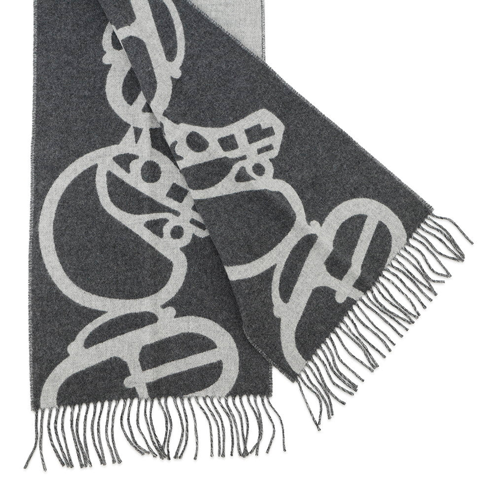 HERMES Scarf BoucleCamail Gray Cashmere100%