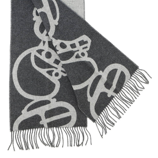HERMES Scarf BoucleCamail Gray Cashmere100%
