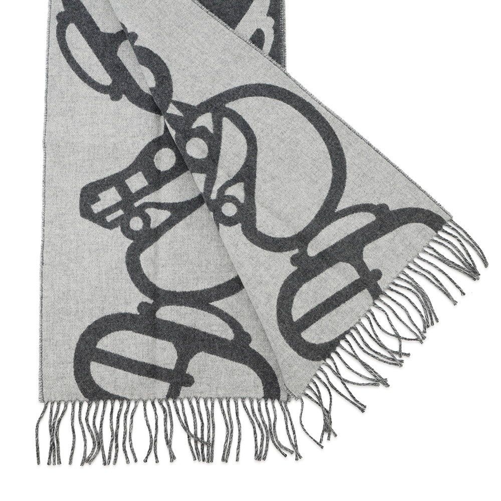 HERMES Scarf BoucleCamail Gray Cashmere100%