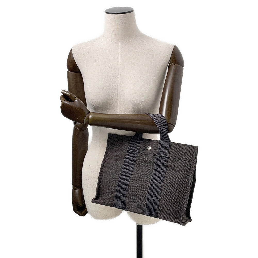 HERMES Her Line Tote Gray Nylon Canvas Size PM