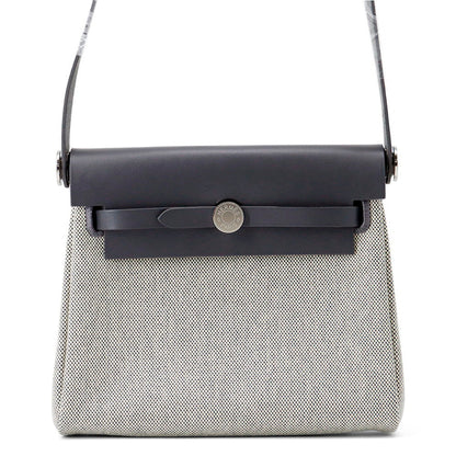 HERMES Herbag zip Ardoise/Ecru Toile H Vache Hunter Leather Size Mini