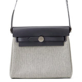HERMES Herbag zip Ardoise/Ecru Toile H Vache Hunter Leather Size Mini