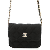 CHANEL Matelasse ChainShoulder Black Jersey Leather Size Mini mini