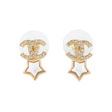 CHANEL CC Logo Rhinestone Earrings GoldABC823 Gold Plated Rhinestone