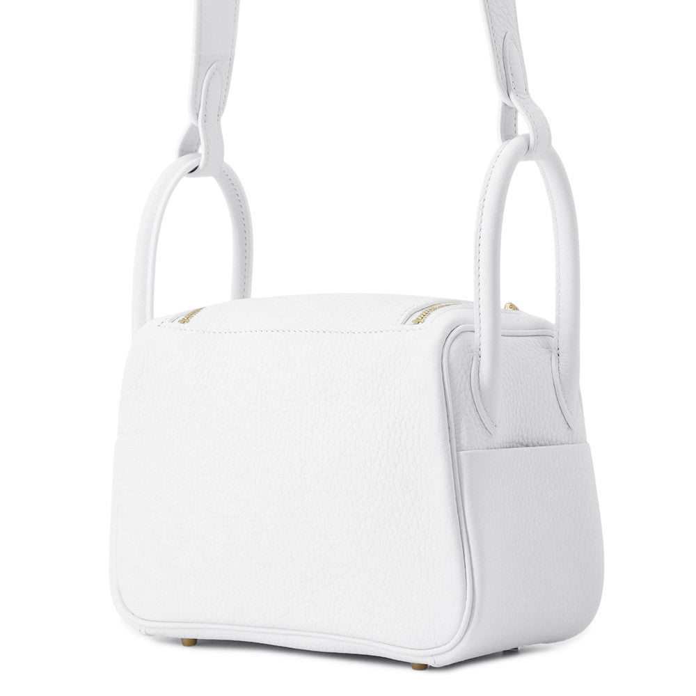 HERMES Lindy New White Taurillon Clemence Size Mini