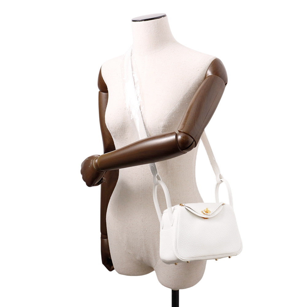 HERMES Lindy New White Taurillon Clemence Size Mini