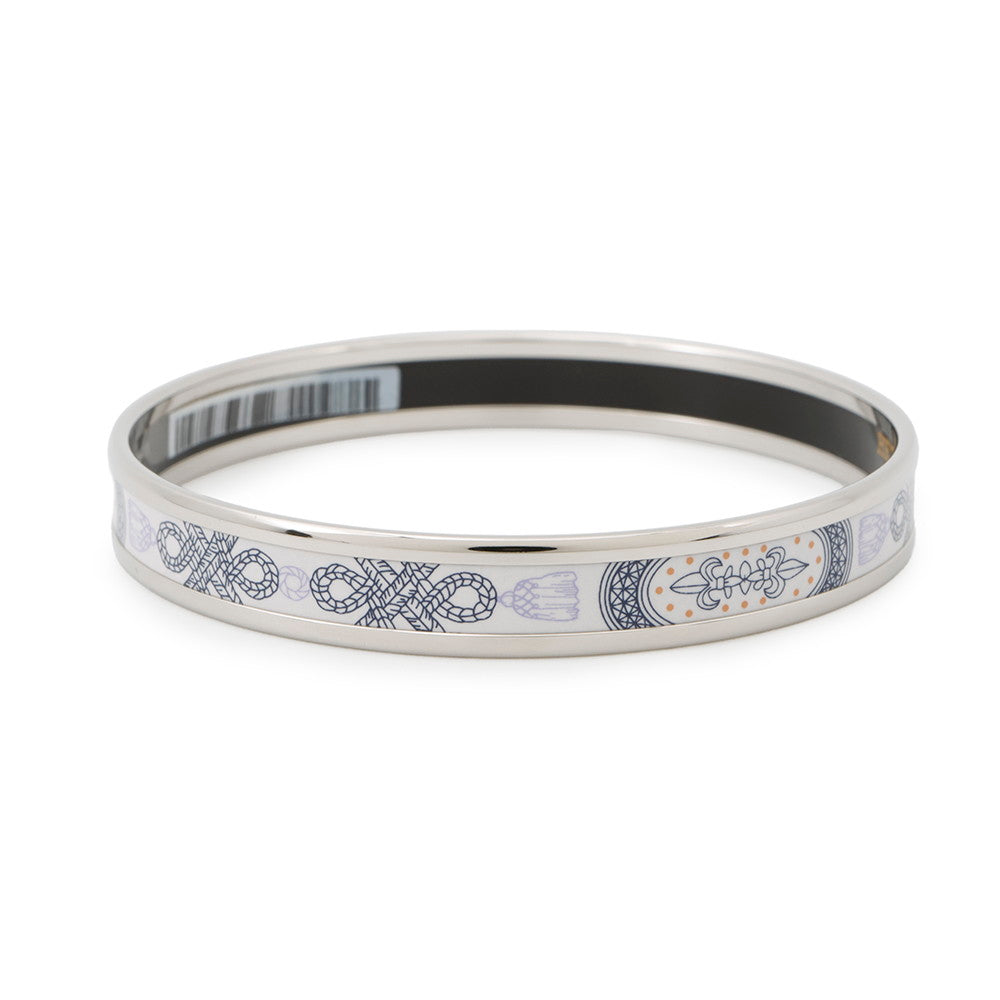 HERMES Enamel Bracelet Extra Fun Gran Apara Size PM White/Navy Enamel Metal