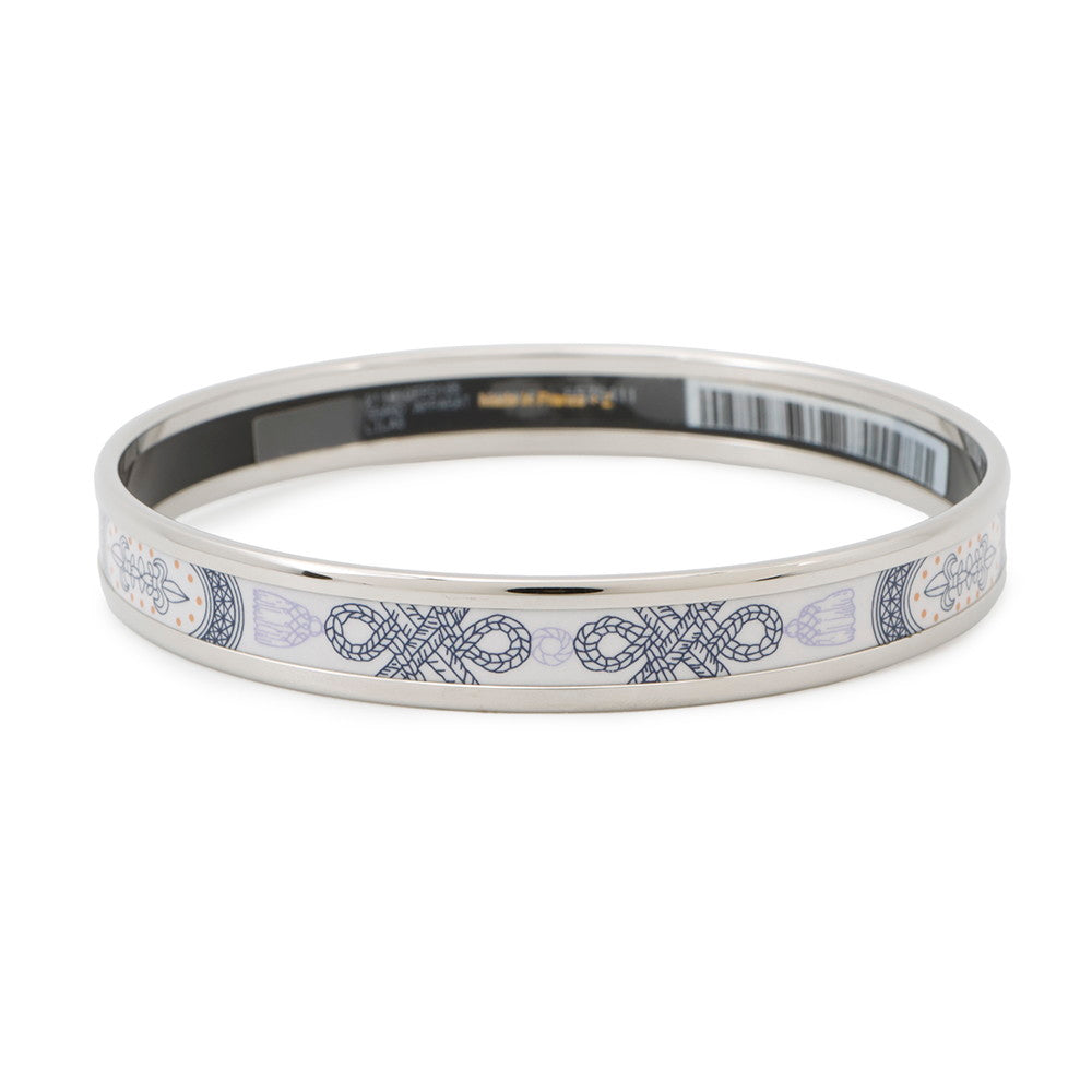 HERMES Enamel Bracelet Extra Fun Gran Apara Size PM White/Navy Enamel Metal