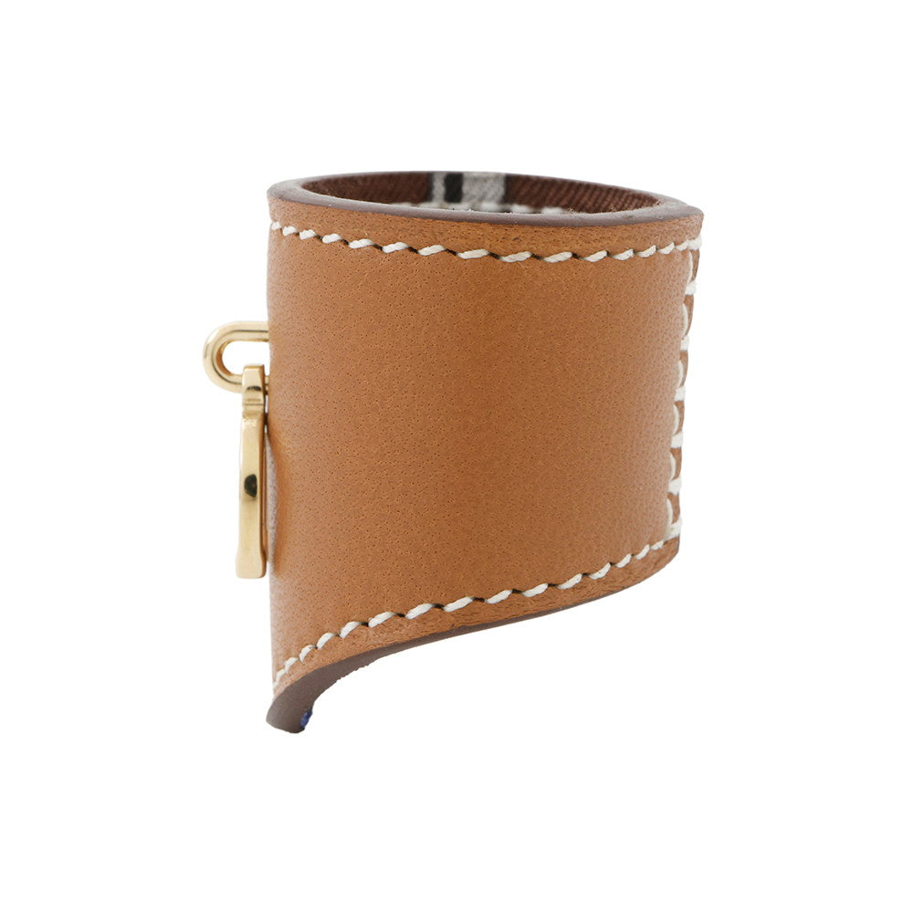HERMES ScarfRing Porte Bonheur Maron Halzan Lambskin Silk100%