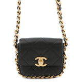 CHANEL MatelasseFlap Bag ChainShoulder Bag BlackAS2833 Calf Leather Size Mini