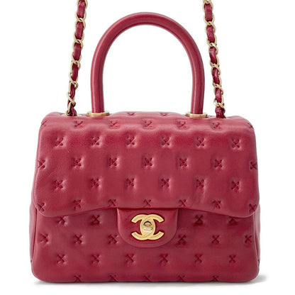 CHANEL Coco Handle 2WAY Handbag RedA98724 Lambskin Size Small