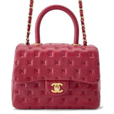 CHANEL Coco Handle 2WAY Handbag RedA98724 Lambskin Size Small