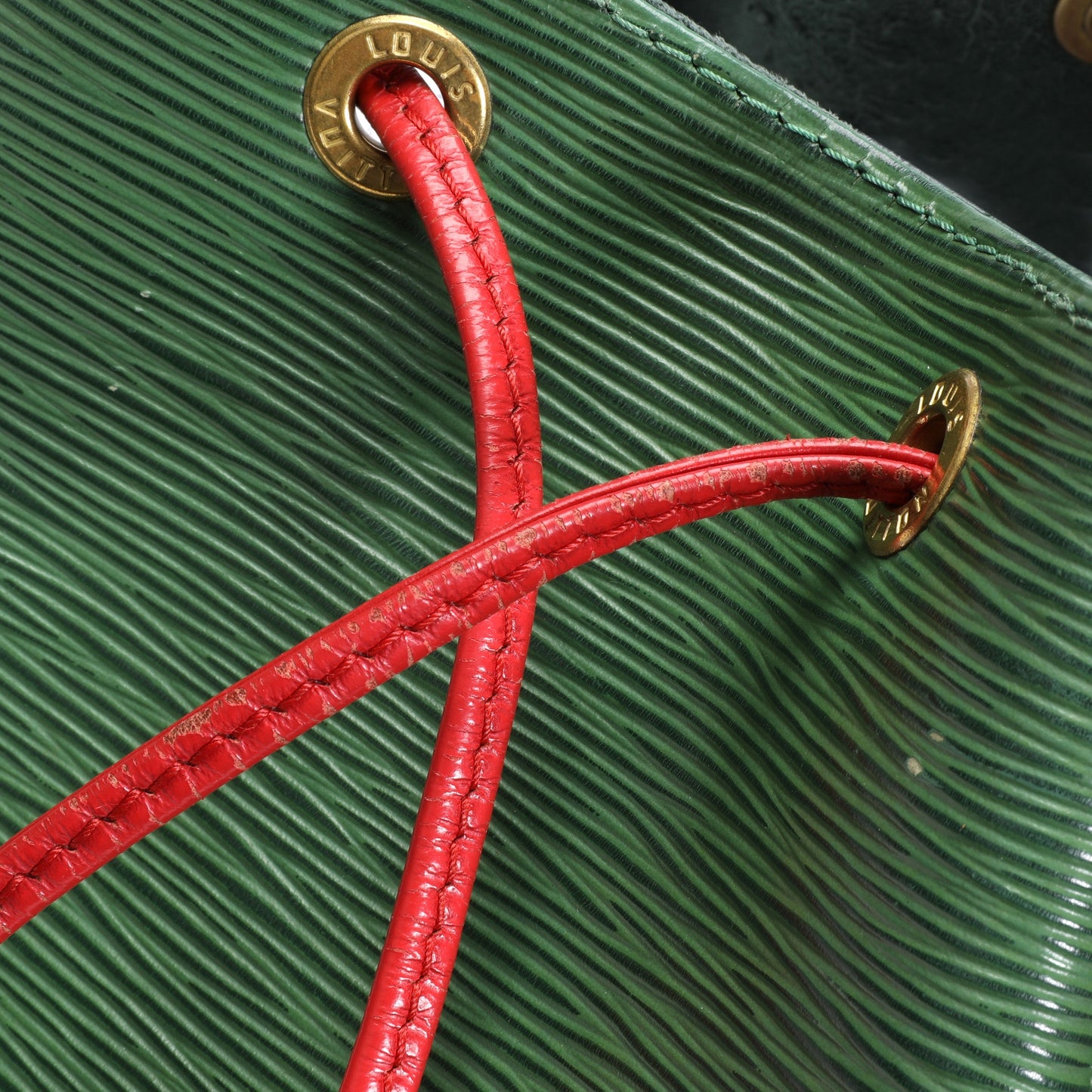 Louis Vuitton Louis Vuitton   Red & Borneo Green Epi Leather Petit Noé