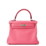 HERMES Kelly Retourne Rose Azalee Swift Leather Size 25