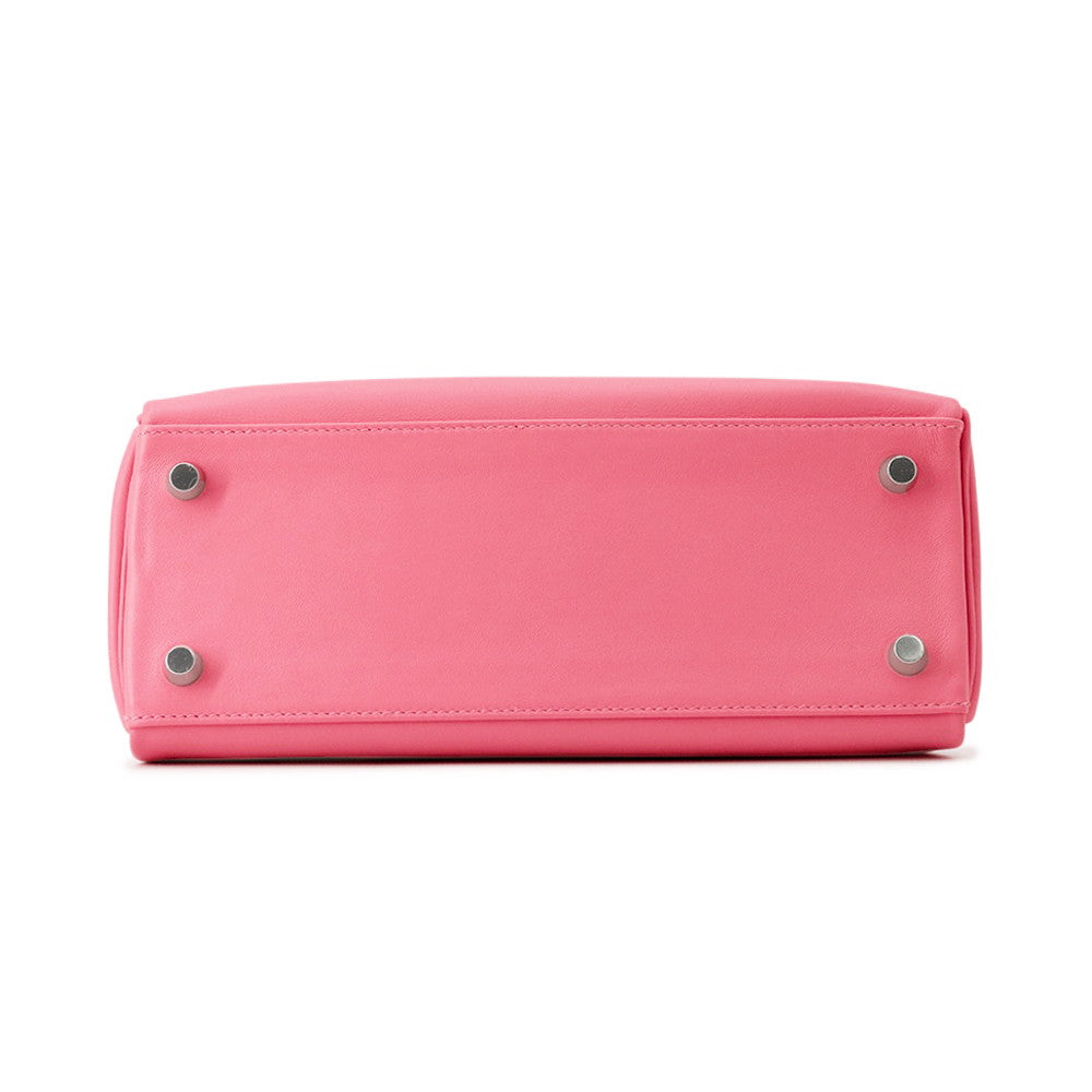 HERMES Kelly Retourne Rose Azalee Swift Leather Size 25