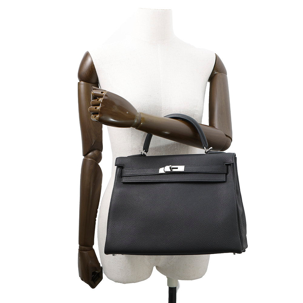 HERMES Kelly Retourne Black Togo Leather Size 32