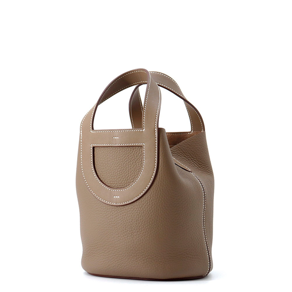 HERMES in-the-loop Tote Bag Etoupe Taurillon Clemence Swift Leather Size 18