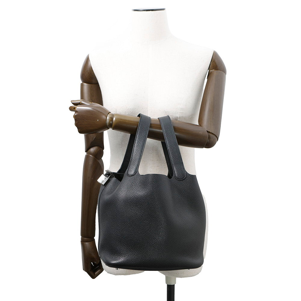 HERMES Picotin Lock Black Taurillon Clemence Size MM