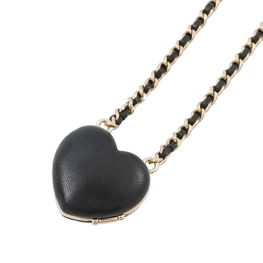 CHANEL CC Logo Mirror Necklace BlackAB9463 Lambskin