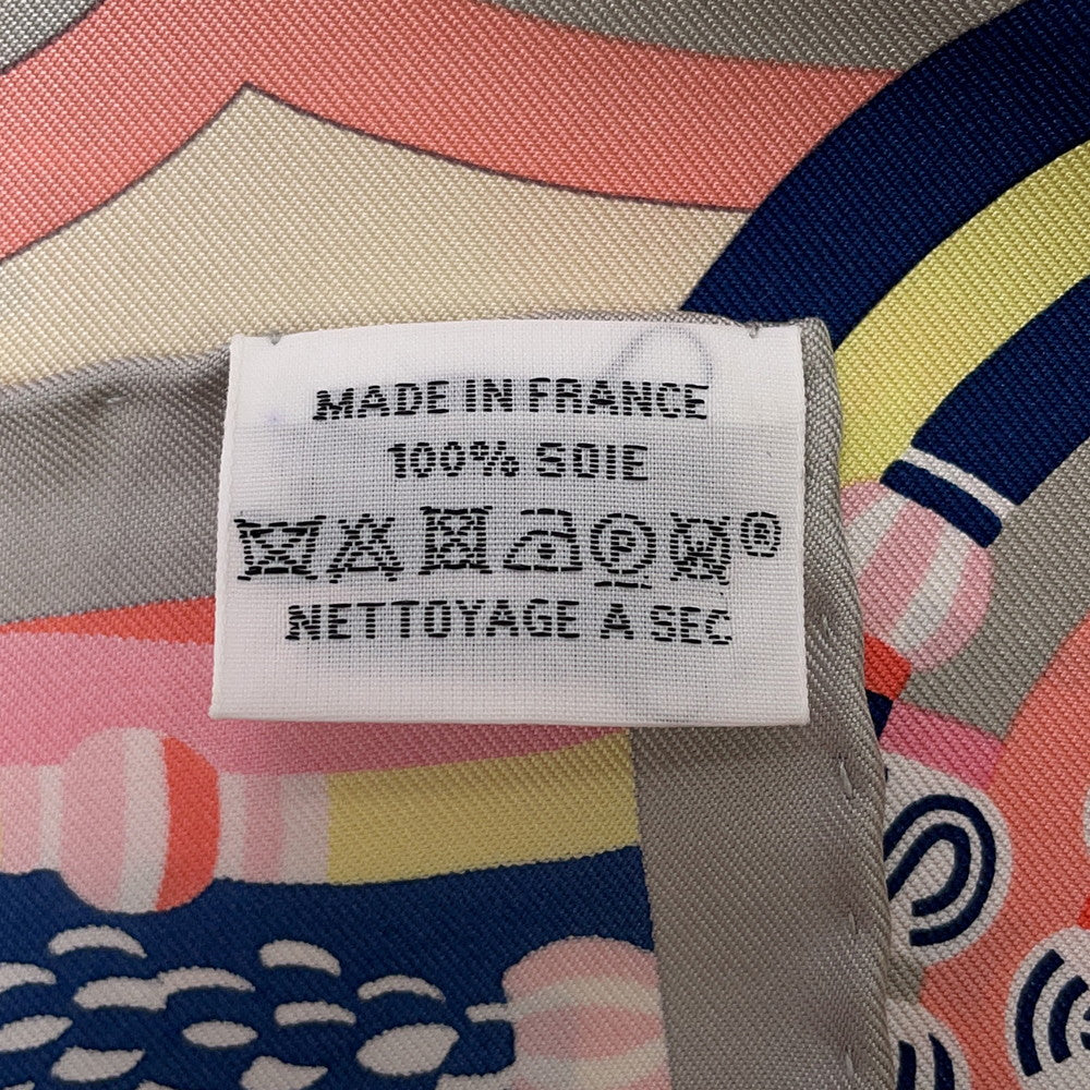 HERMES Carre "Haute Parure" Size 90 Claim/Pink/Blue Silk100%