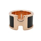 HERMES Orump Ring Size GM/S Black Veau Madame Metal