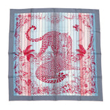 HERMES Carre JUNGLE LOVE RAINBOW Size 90 Blue/Rose/Grease003369S Silk100%