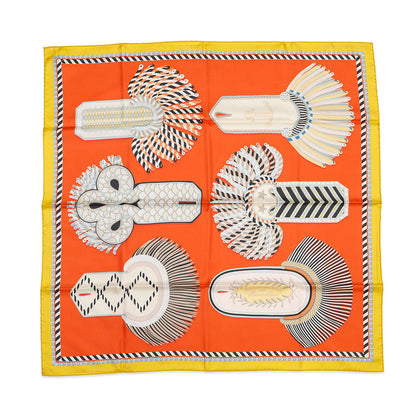 HERMES Carre Double Face Gala Epaulettes Size 90 Curry/Corail/Ebene Silk100%