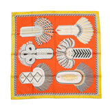 HERMES Carre Double Face Gala Epaulettes Size 90 Curry/Corail/Ebene Silk100%