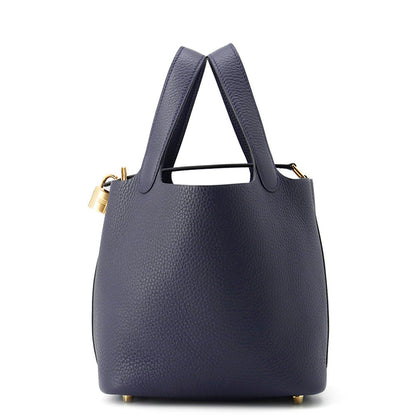 HERMES Picotin Lock Blue Nuit Taurillon Clemence Size PM
