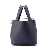 HERMES Picotin Lock Blue Nuit Taurillon Clemence Size PM