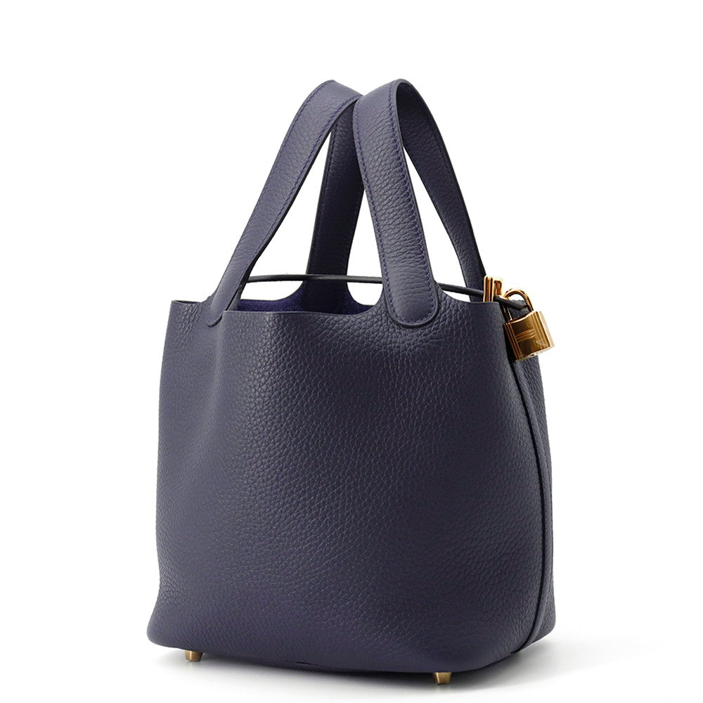 HERMES Picotin Lock Blue Nuit Taurillon Clemence Size PM