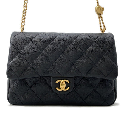 CHANEL Matelasse Heart Ball Chainshoulder BlackAS3921 Caviar Leather