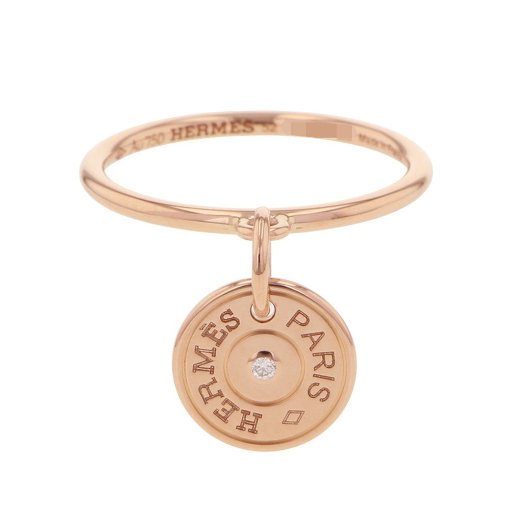 HERMES Gambade Clous de Sel Sellier Ring Size 52/#12 18K Pink Gold