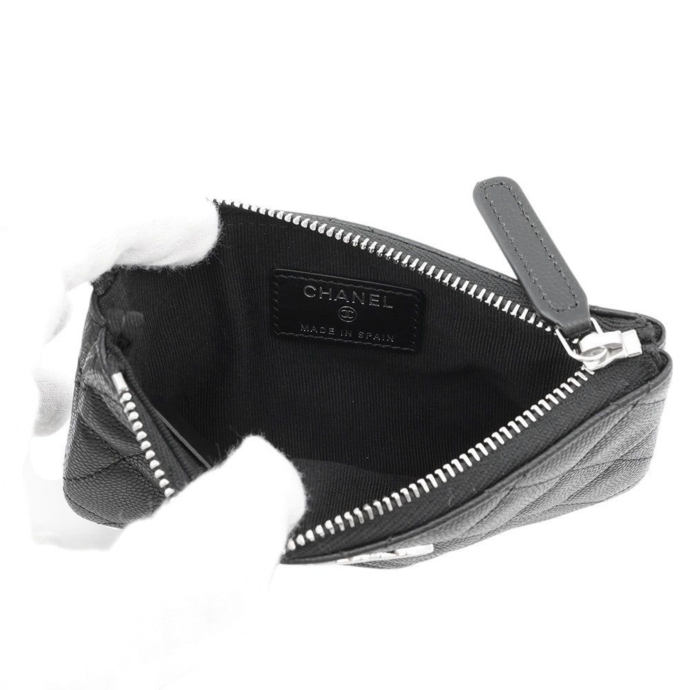 CHANEL Matelasse Star CC Logo Zip Pouch Coin Purse BlackAP4811 Soft Caviar Leather/Rhinestone