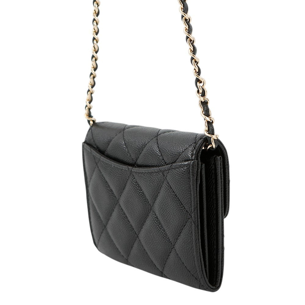 CHANEL Matelasse Chain wallet BlackAP0238 Caviar Leather