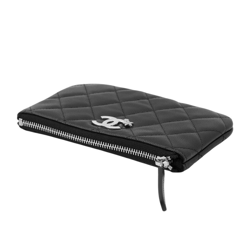 CHANEL Matelasse Star CC Logo Zip Pouch Coin Purse BlackAP4811 Soft Caviar Leather/Rhinestone