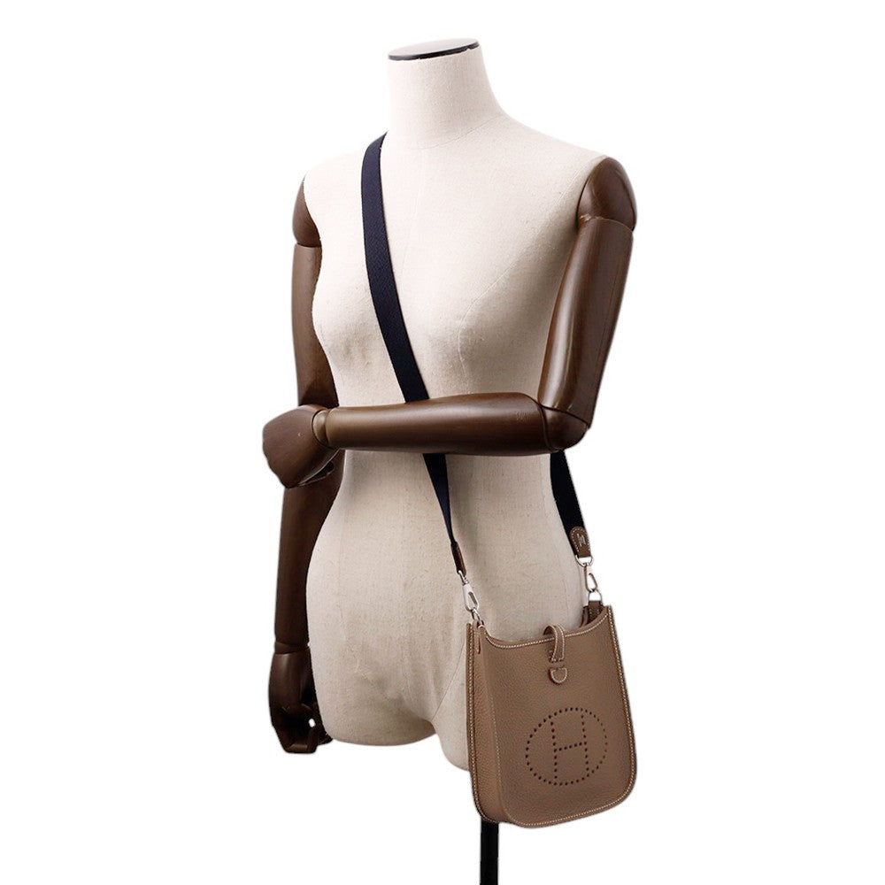 HERMES Evelyne Amazon Long Etoupe/Blue Indigo Taurillon Clemence Size TPM